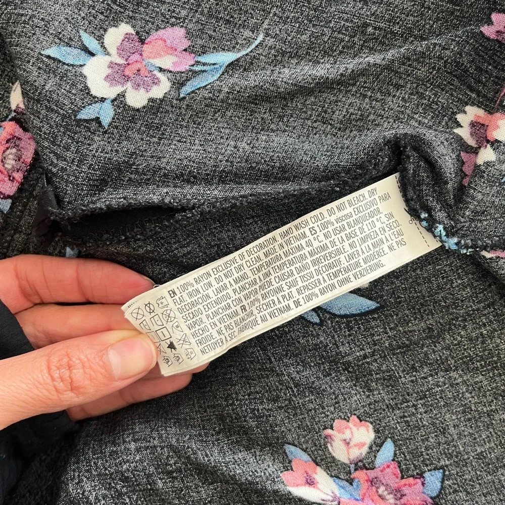 Forever 21 Black Floral Bell Sleeve Mini Dress- Size S - Picture 6 of 7